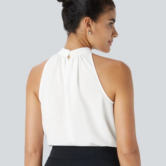 NWT Halara Keyhole Back Halter Blouse - White – L - Picture 4 of 5